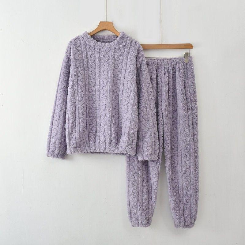 Conjunto Pijama Polar Mujer Trenza Otoño Invierno-0