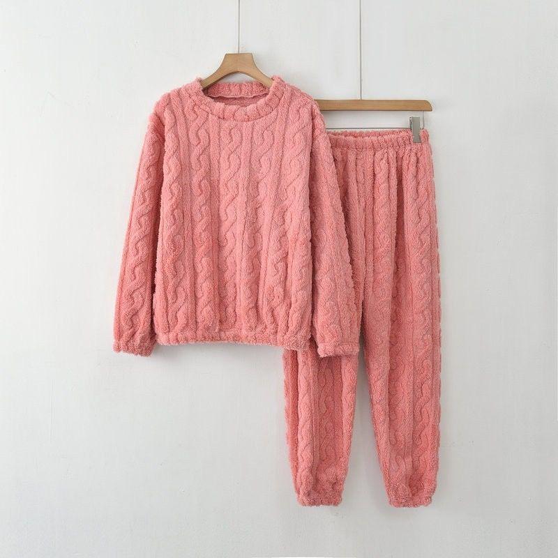 Conjunto Pijama Polar Mujer Trenza Otoño Invierno-0