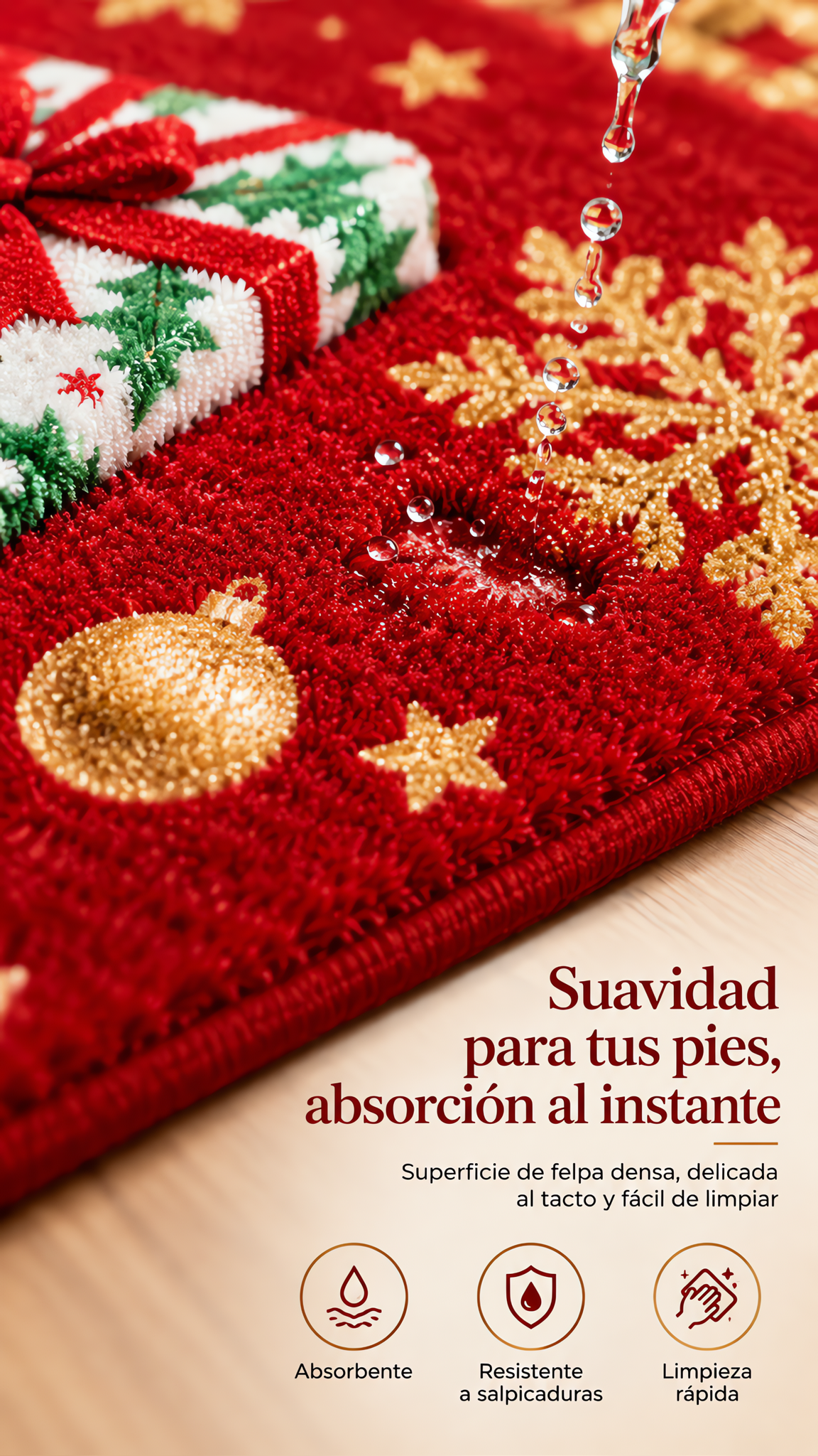 Set de 2 alfombras navideñas antideslizantes 40x60 y 40x120 cm-1