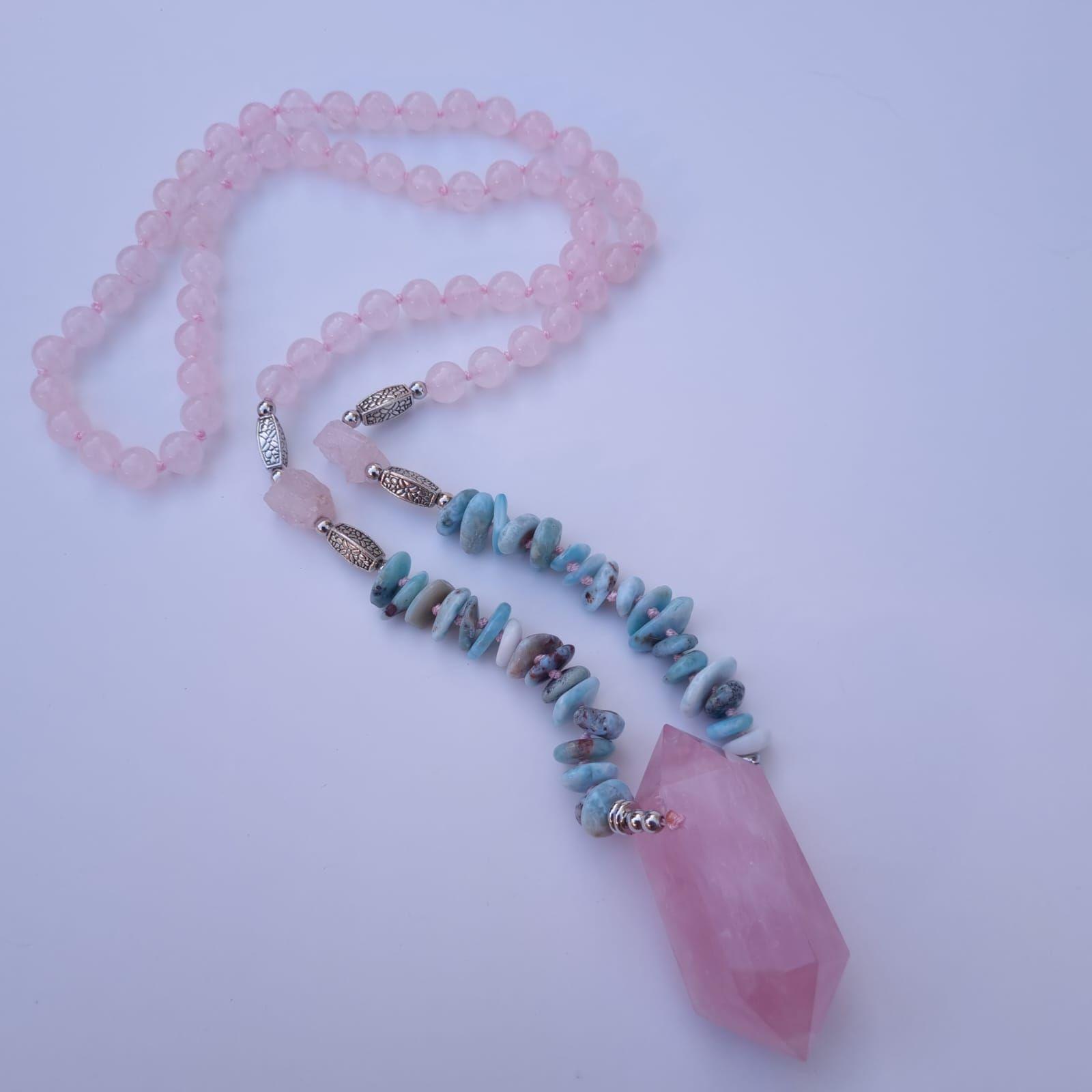 Collar cuarzo rosado protección prisma-2
