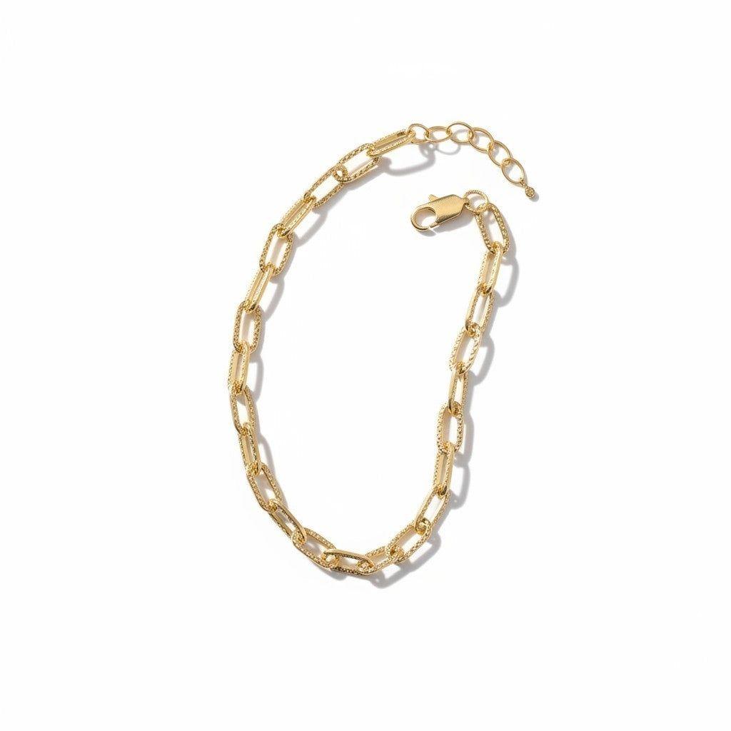 Pulsera Eslabones Ovalados Martillados - Baño de Oro 18k-0