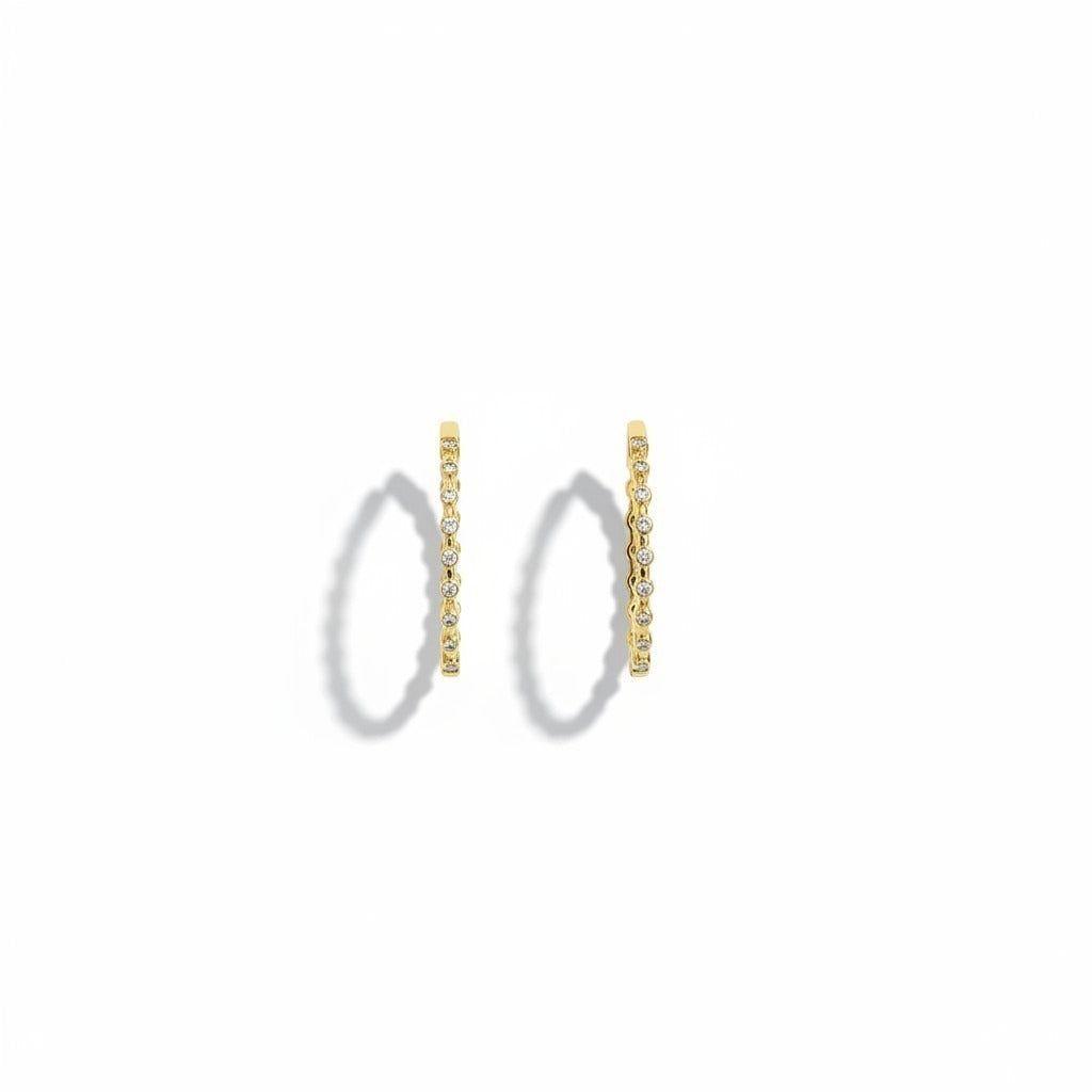 Aros Argolla con Circones Bezel - Baño de Oro 18k-0