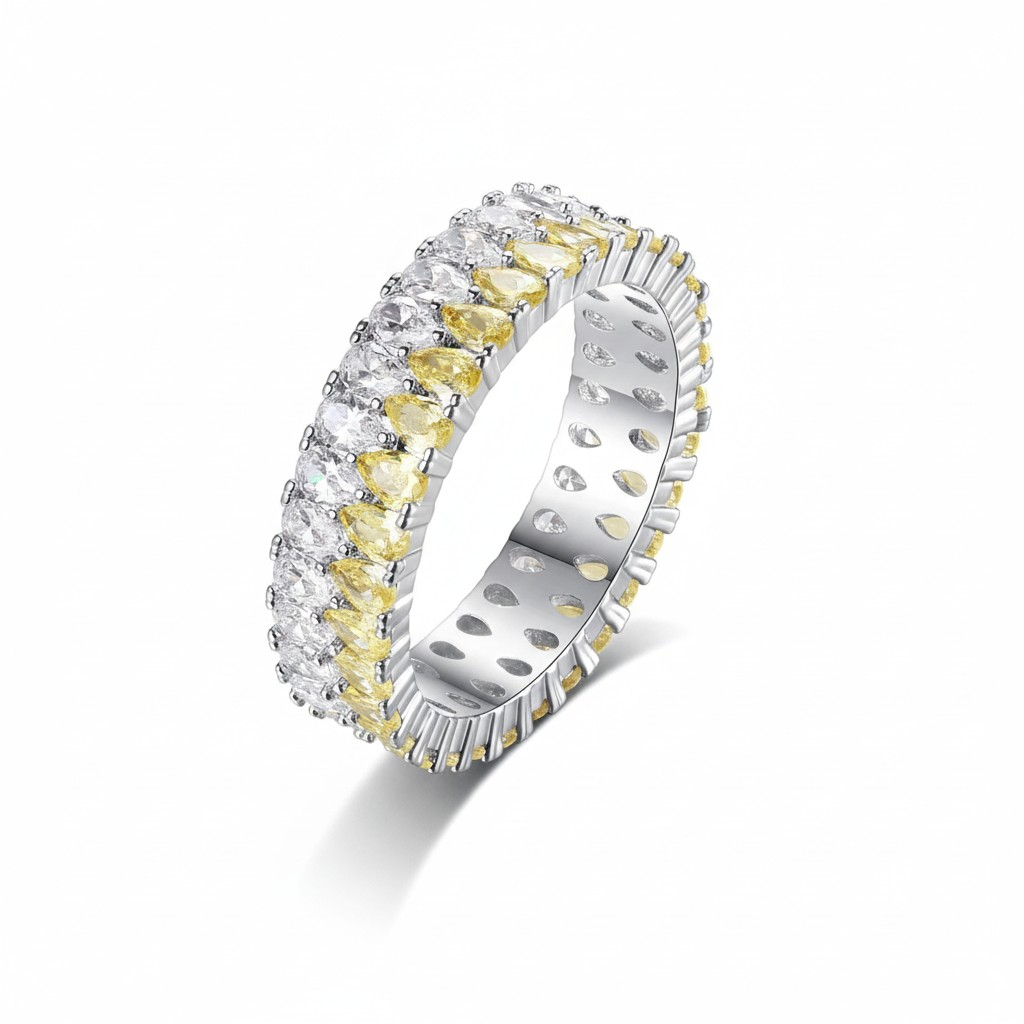 Anillo Double Eternity Bicolor - Baño de Rodio - Talla 12-3