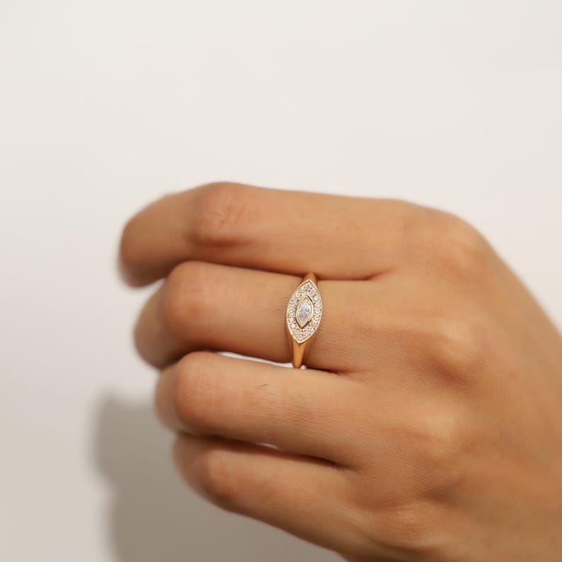 Anillo Ojo Marquise Pavé - Baño de Oro 18k-2