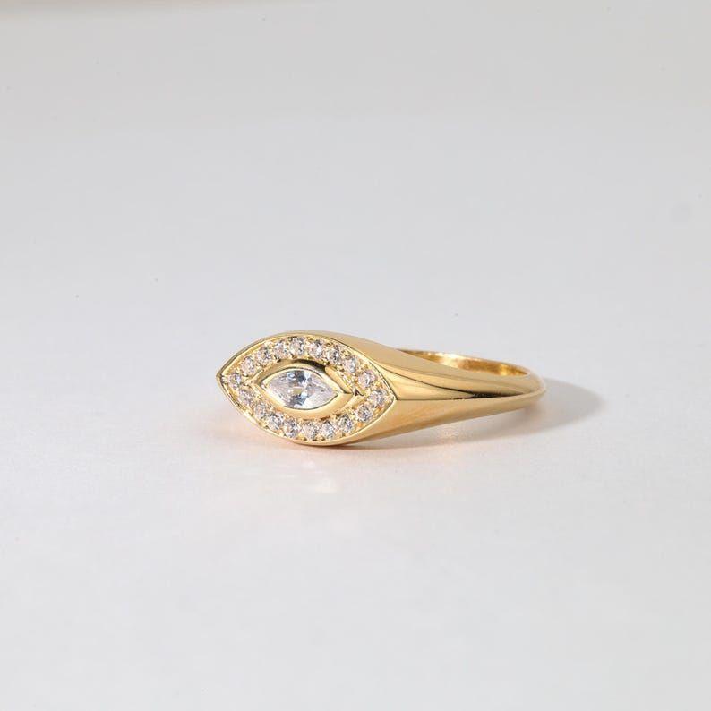 Anillo Ojo Marquise Pavé - Baño de Oro 18k-3