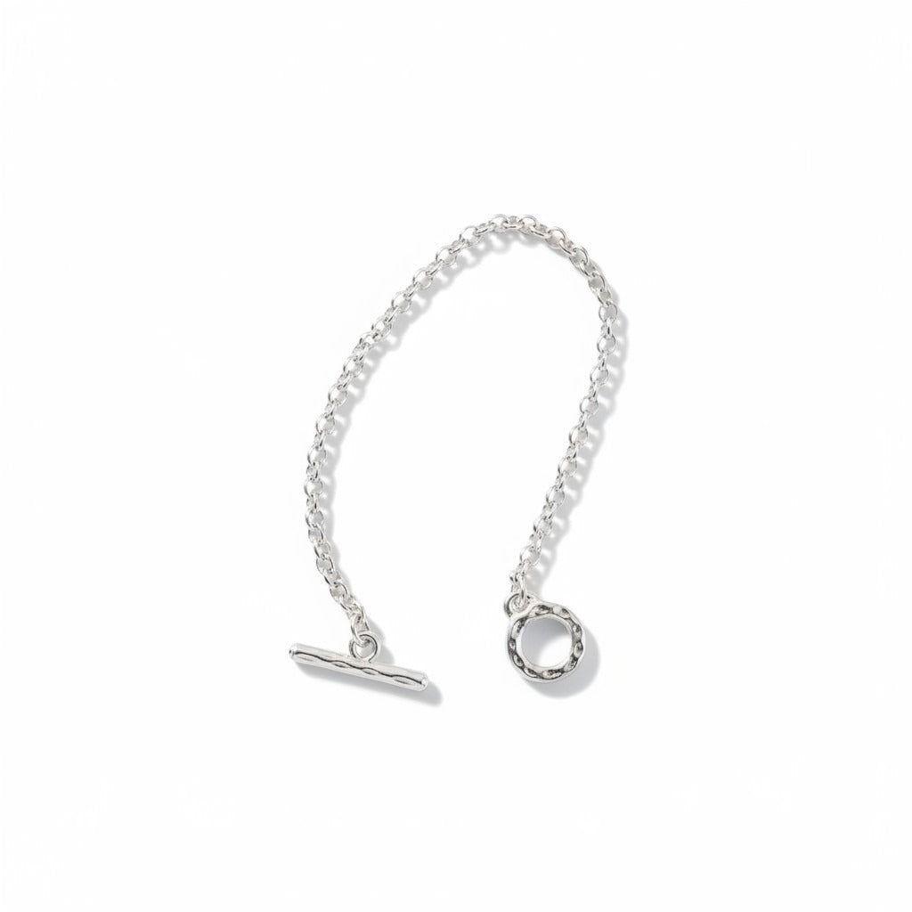 Pulsera Cadena Rolo Fina con Broche Toggle - Baño de Plata-0