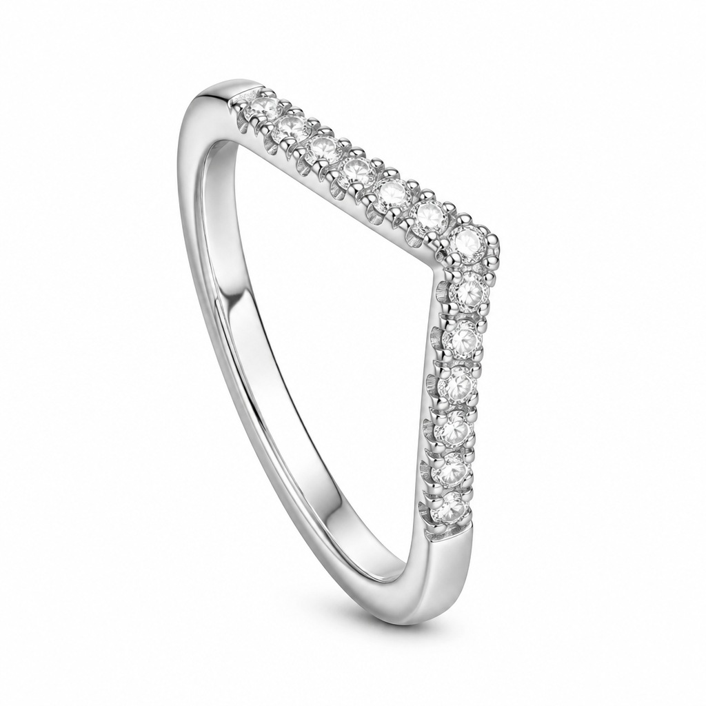 Anillo Chevron Pavé Circones - Baño de Rodio-0