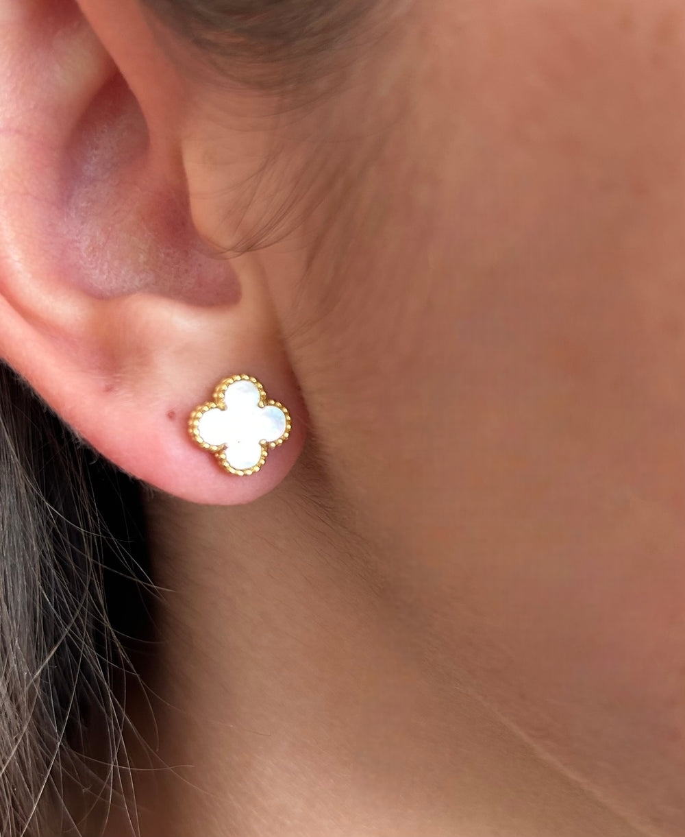 Aros Sweet Clovers Nácar Trébol - Baño Oro 18k-2