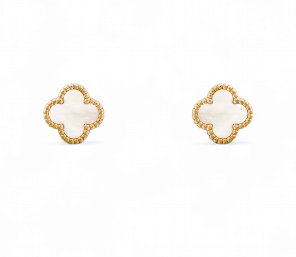 Aros Sweet Clovers Nácar Trébol - Baño Oro 18k-3