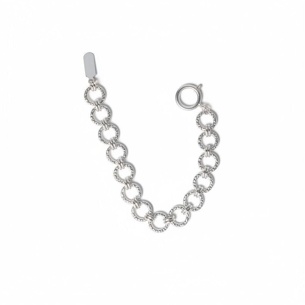 Pulsera Círculos Texturizados - Baño de Plata-0