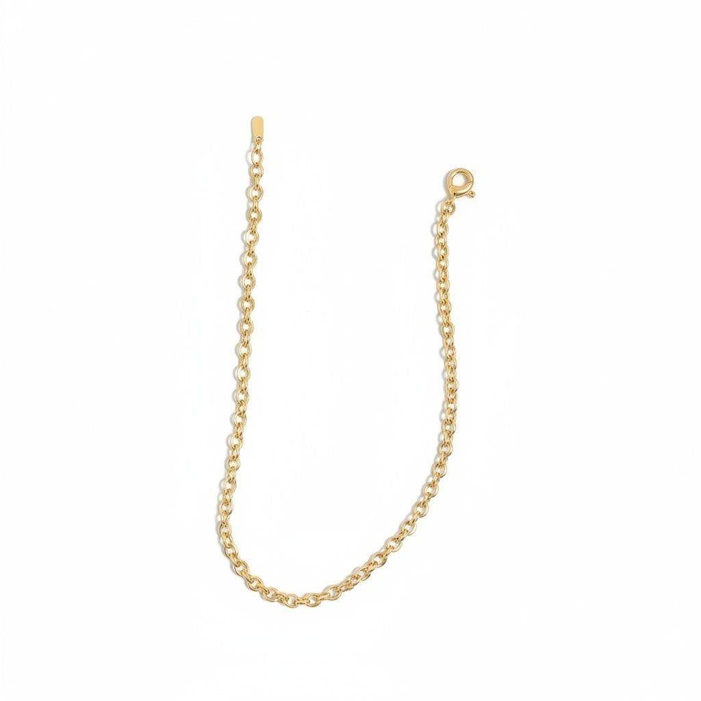Pulsera Cadena Rolo con Circón - Baño de Oro 18k-0