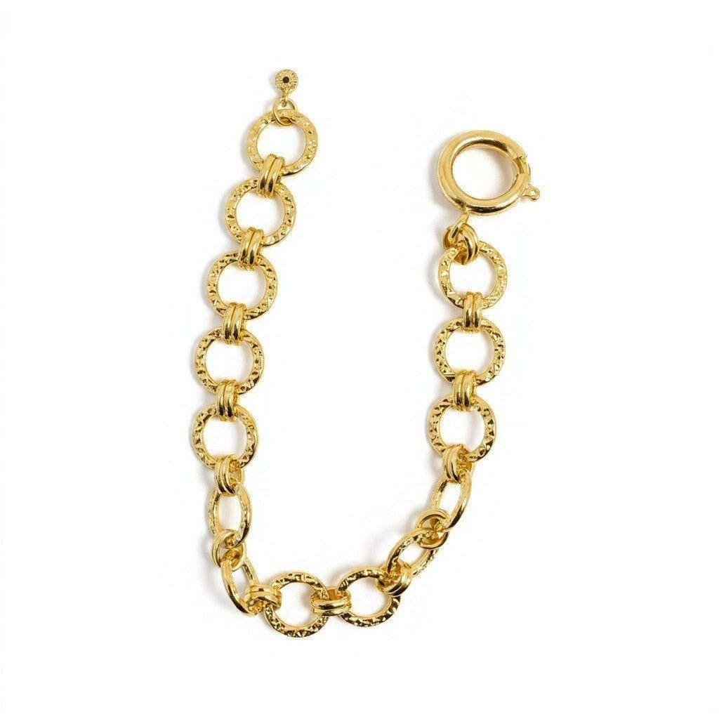 Pulsera Eslabones Círculos Texturizados - Baño de Oro 18k-0