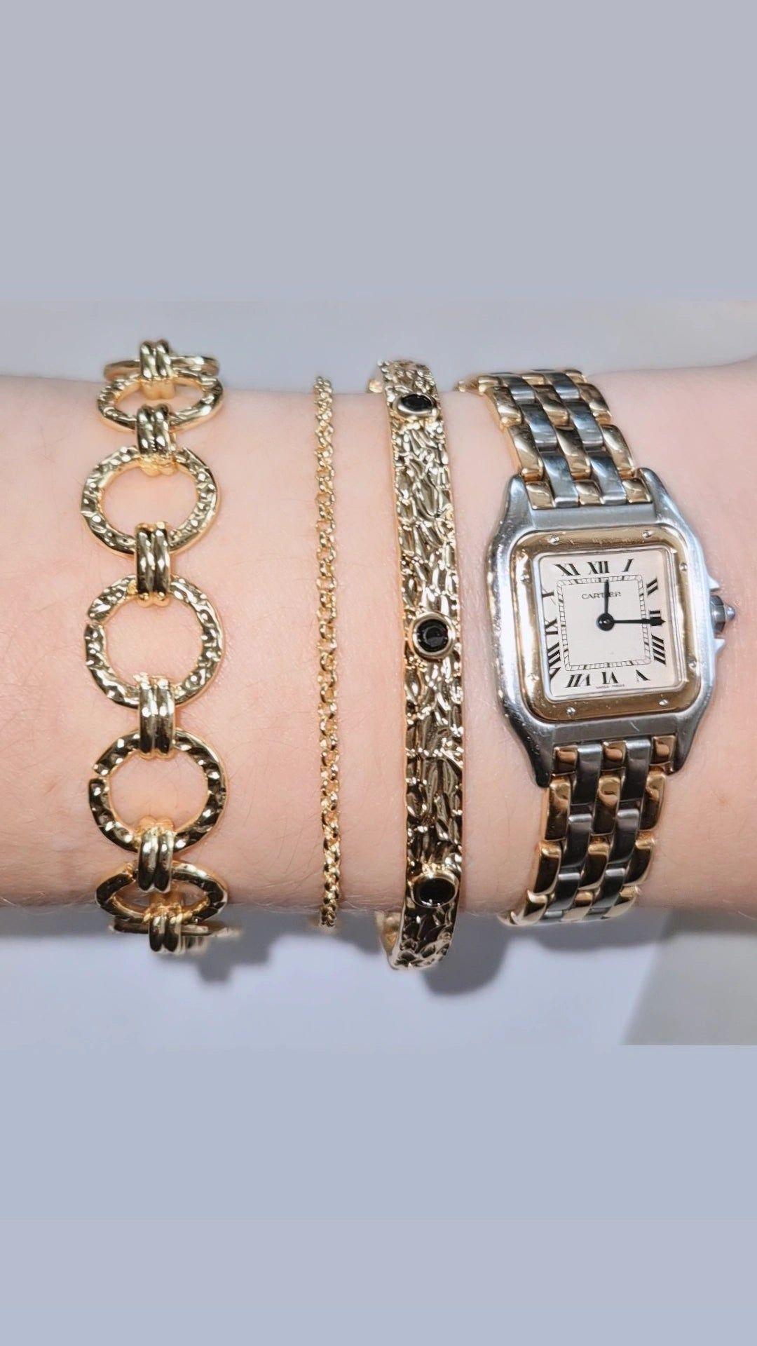 Pulsera Eslabones Círculos Texturizados - Baño de Oro 18k-1