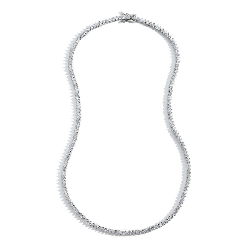 Collar Tennis 3 Puntas de Circones 2mm con Baño de Rodio-4