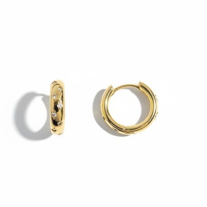 Aros Huggie con Circones - Baño de Oro 18k-0
