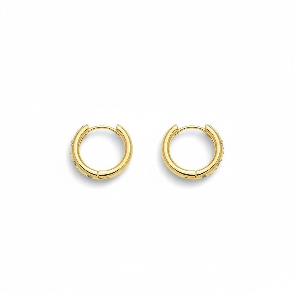 Aros Huggie con Circones - Baño de Oro 18k-1