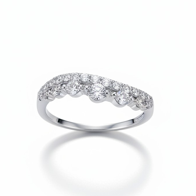 Anillo Onda Infinito - Baño de Rodio - Talla 12-0