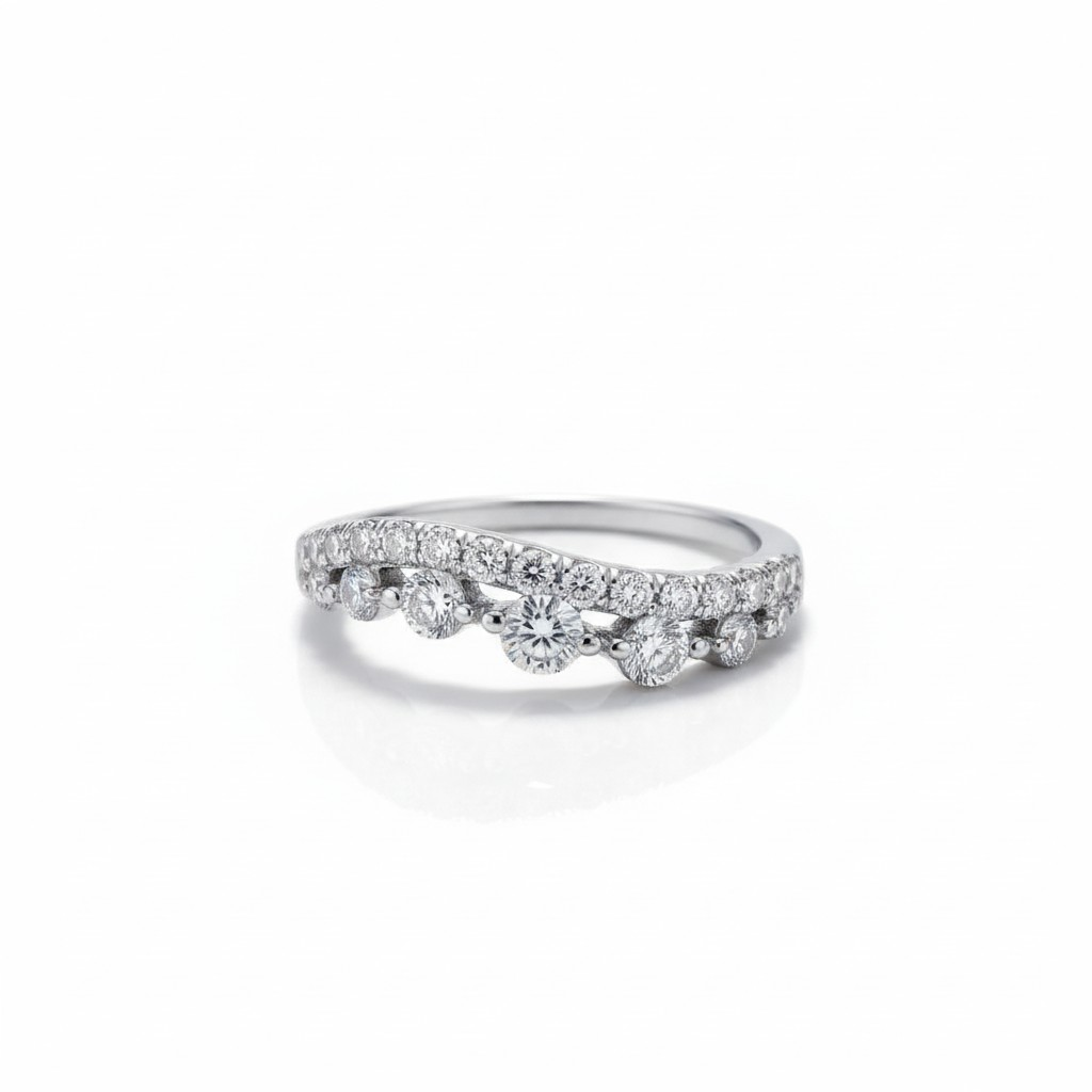 Anillo Onda Infinito - Baño de Rodio - Talla 12-1