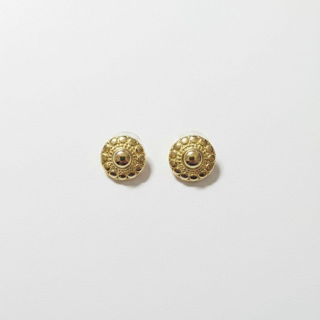 Aros Botón Roseta con Esferas - Baño de Oro 18k-1