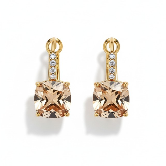 Aros Colgantes Gota Celeste Halo Turquesa - Baño de Oro-1