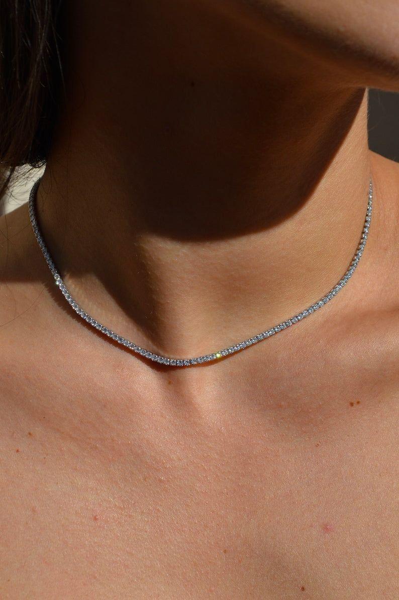 Collar Tennis de Circones Corte Brillante  2mm con Baño-7