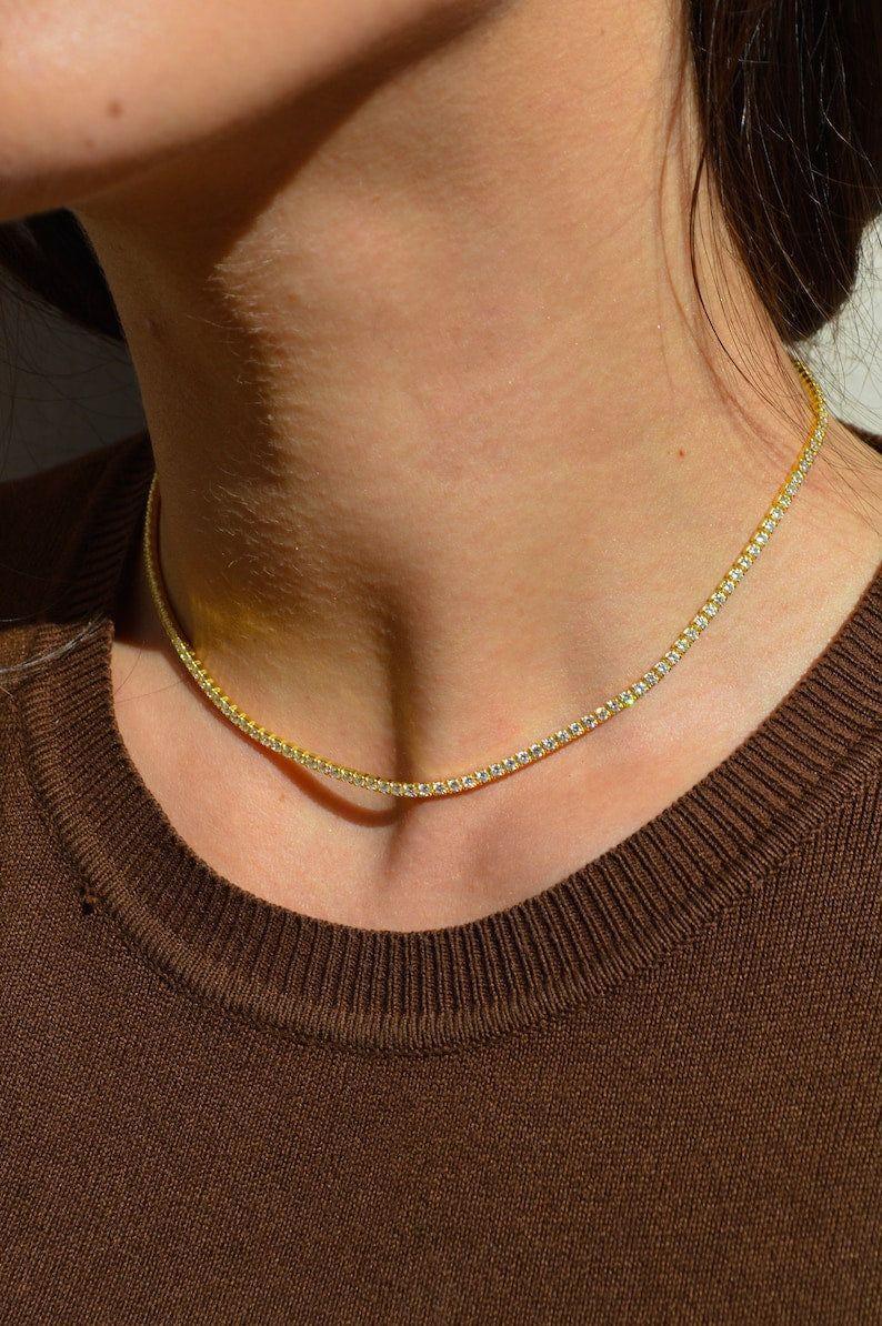 Collar Tennis de Circones Corte Brillante  2mm con Baño-8