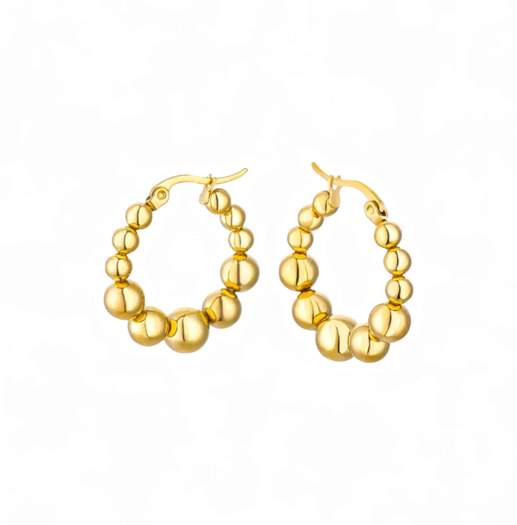 Argollas Big Bubble Acero Dorado - Baño Oro-0