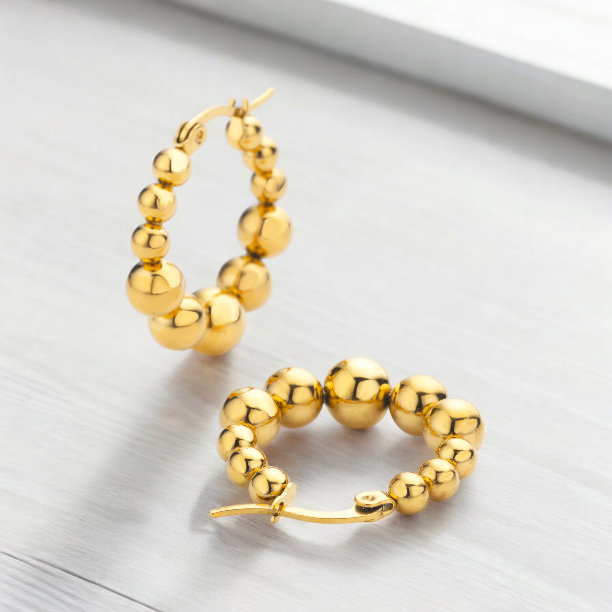 Argollas Big Bubble Acero Dorado - Baño Oro-1