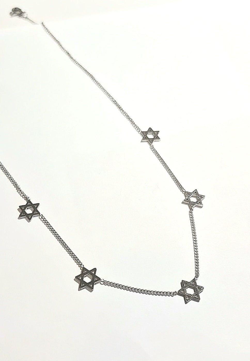 Collar 5 Estrellas de David Acero Inoxidable-3