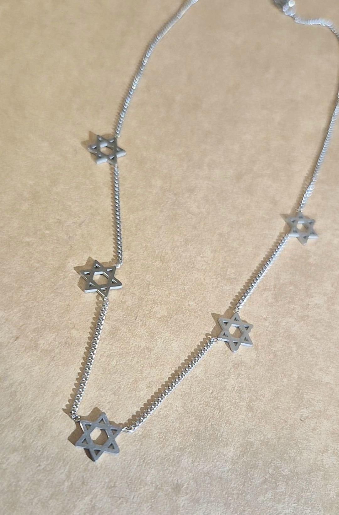 Collar 5 Estrellas de David Acero Inoxidable-5