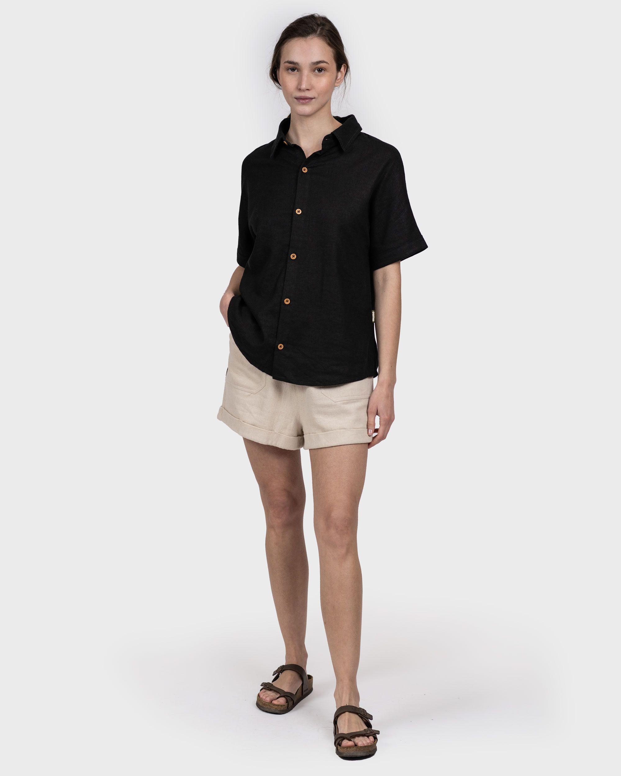 Camisa Lino Ginka Mujer Black Gnomo-0