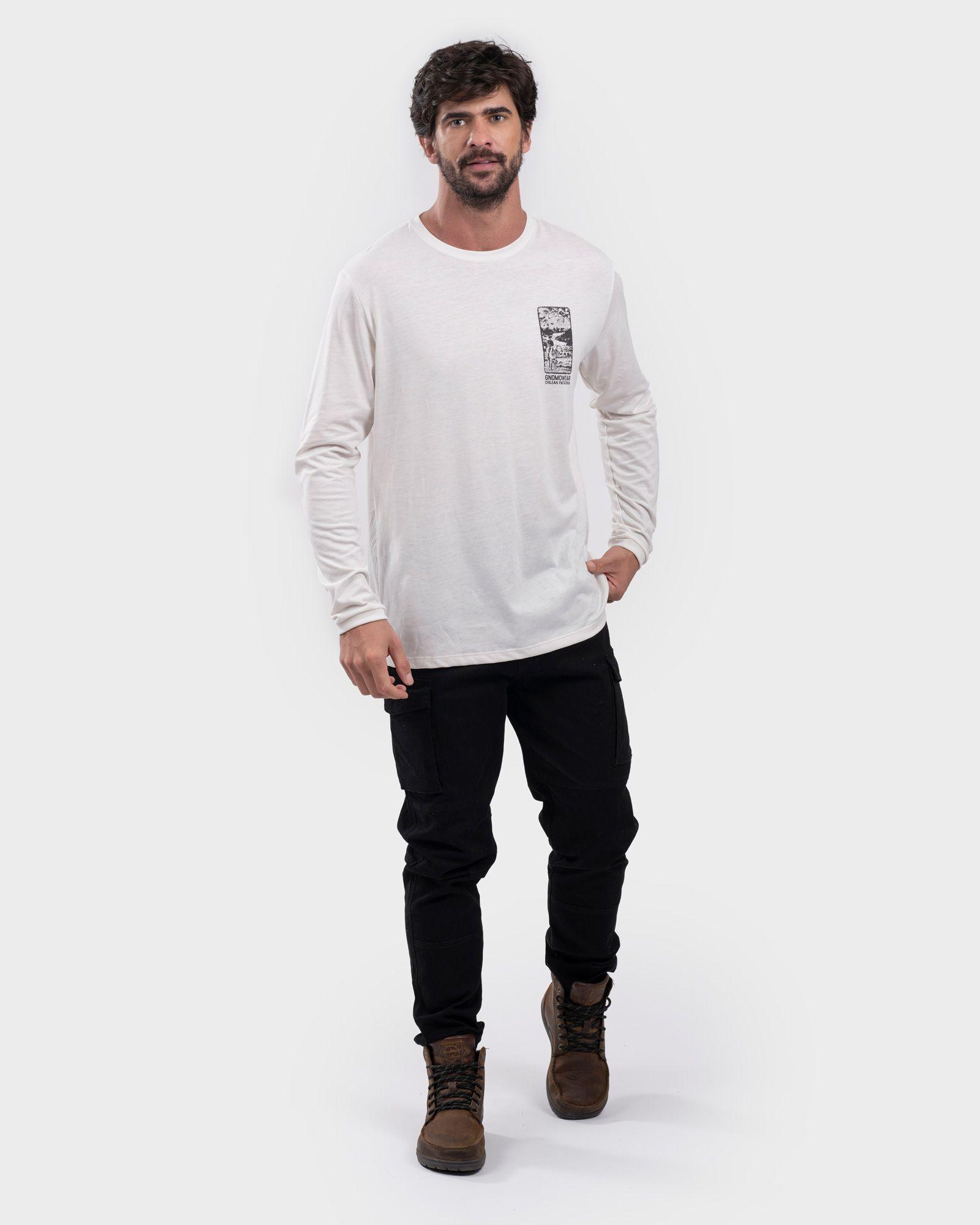 Polera Eco Manga Larga M-9 Hombre White Gnomo-0