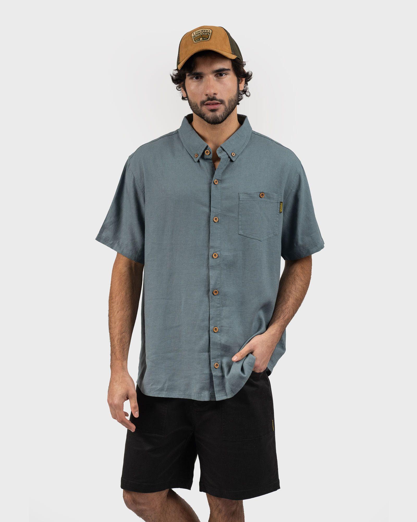 Camisa Lino Ceril Hombre Indigo Gnomo-0