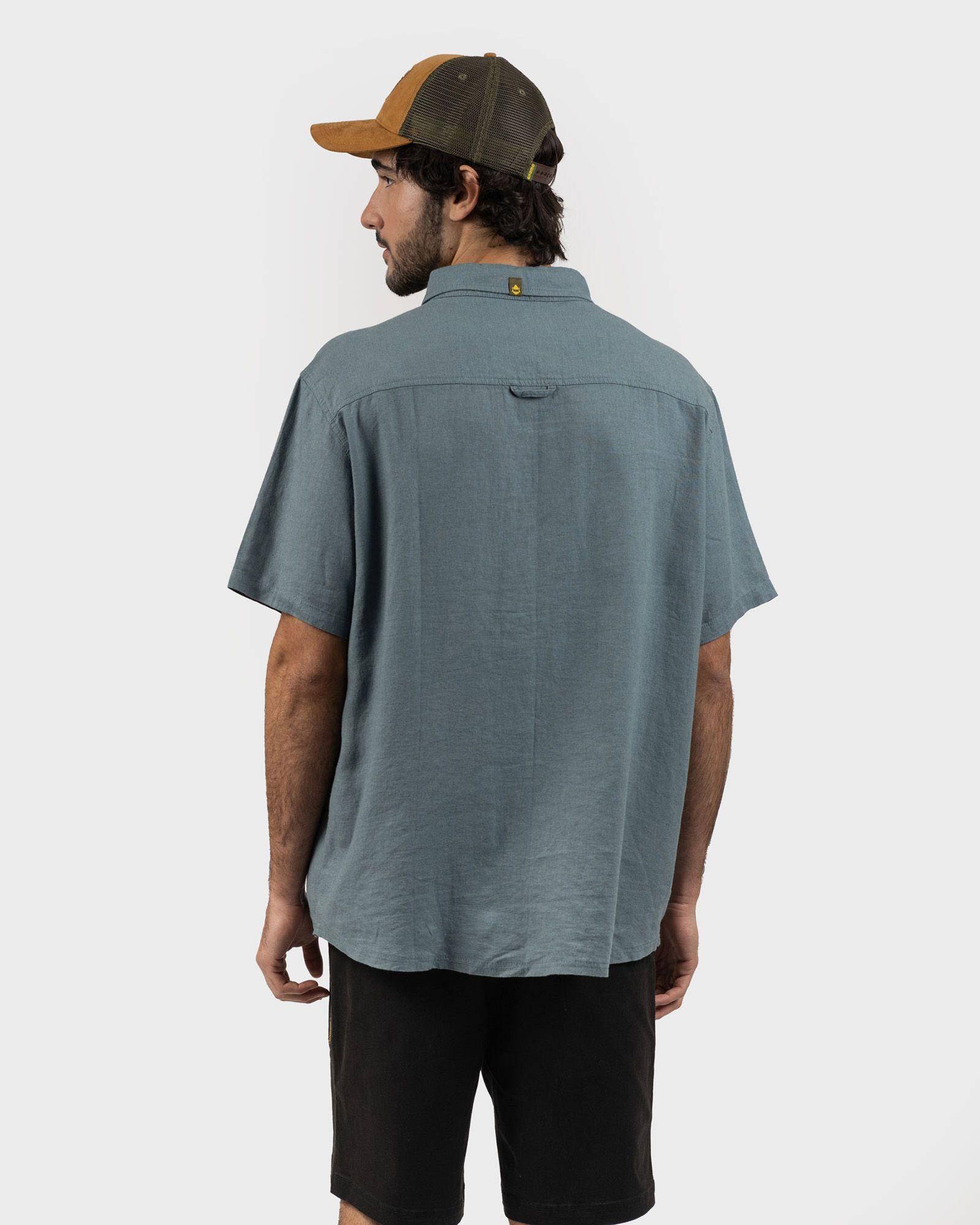 Camisa Lino Ceril Hombre Indigo Gnomo-1