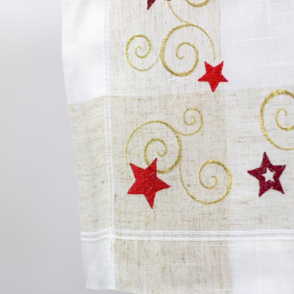 Camino de Mesa Estrella Blanco  40x180 Lino Algodón Navidad-5