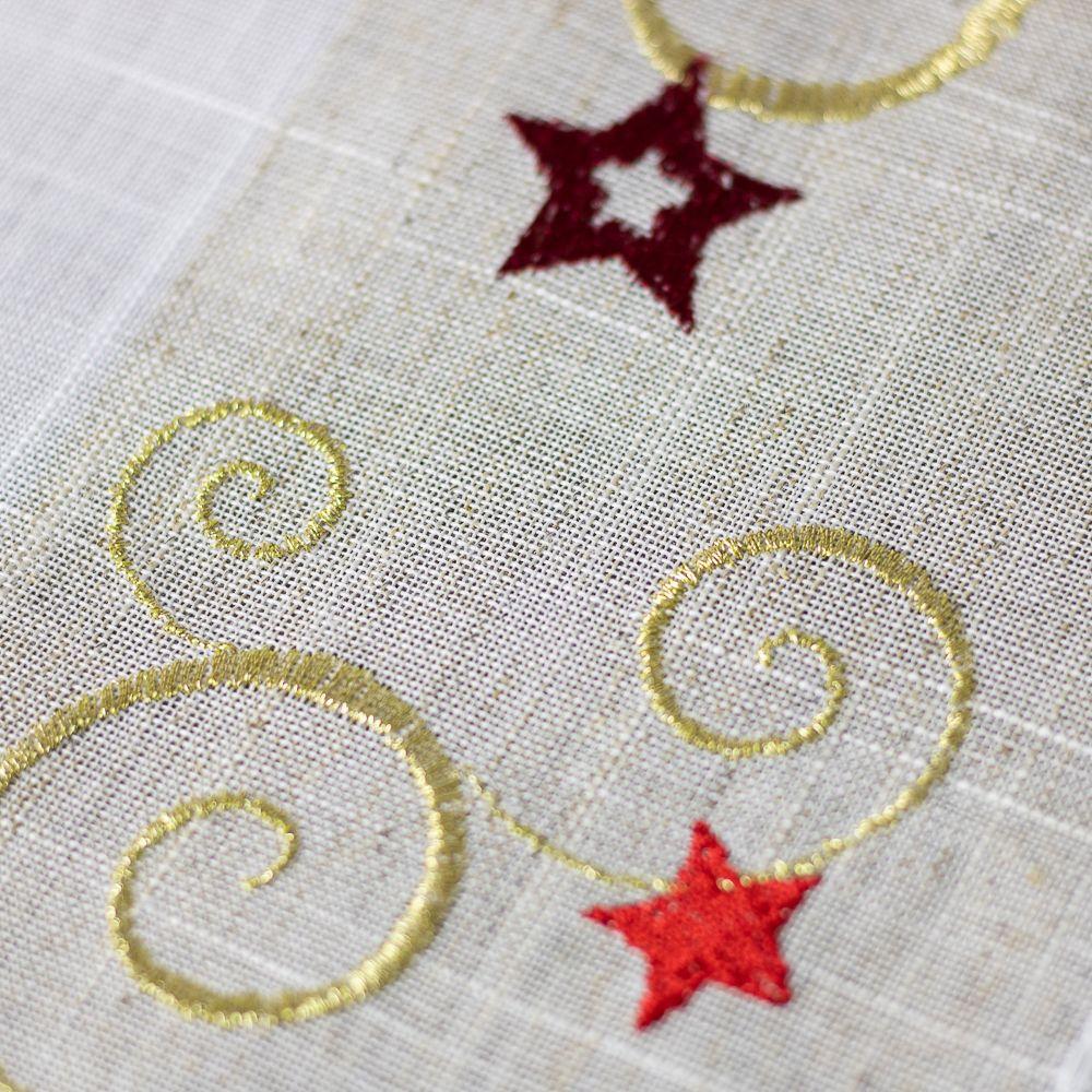 Camino de Mesa Estrella Blanco  40x180 Lino Algodón Navidad-6