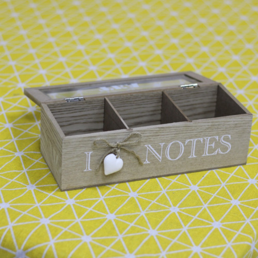 Caja De Té Notes Beige Madera 2x10x8 Cm-2