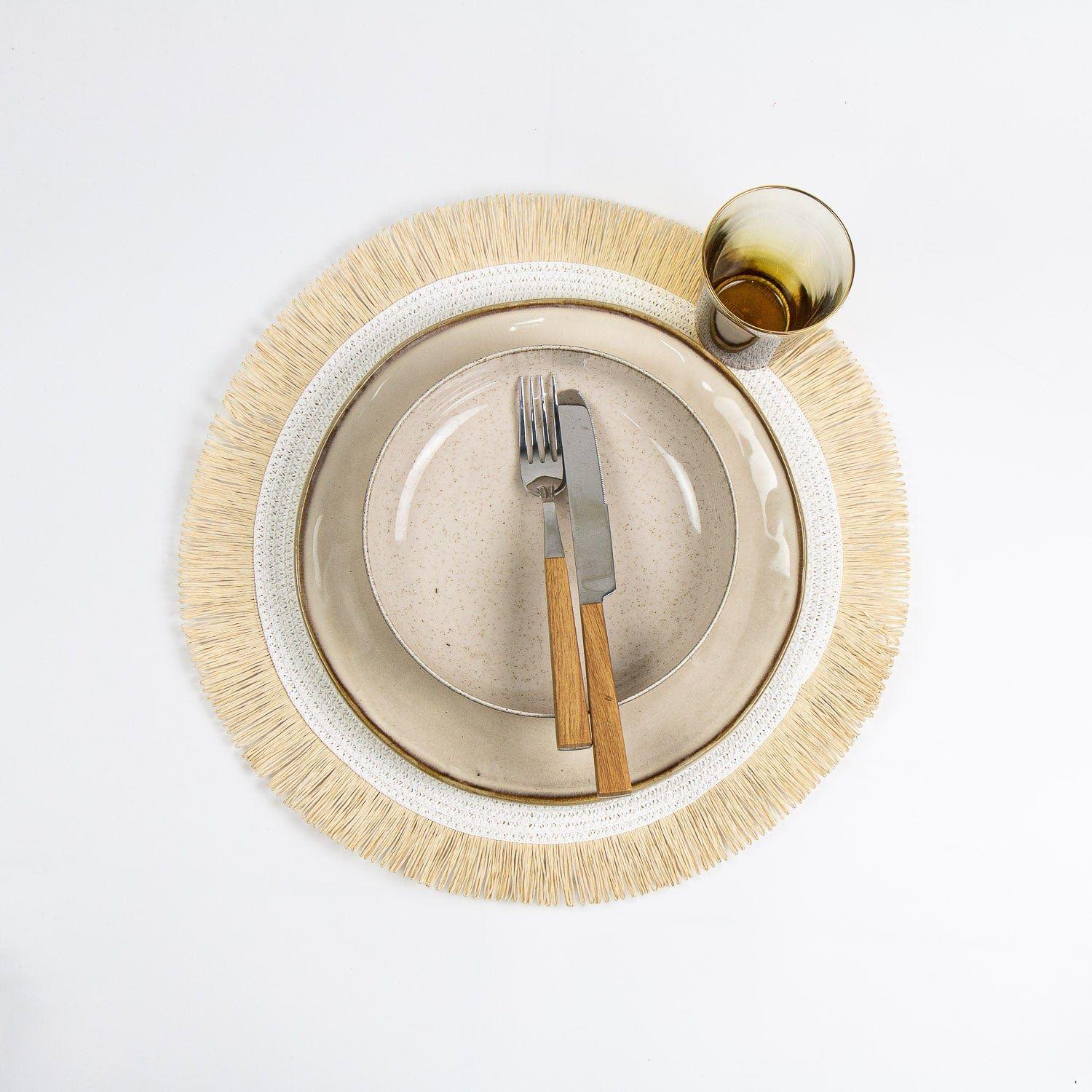 Set 6x Individuales Flecos Bicolor Beige-0