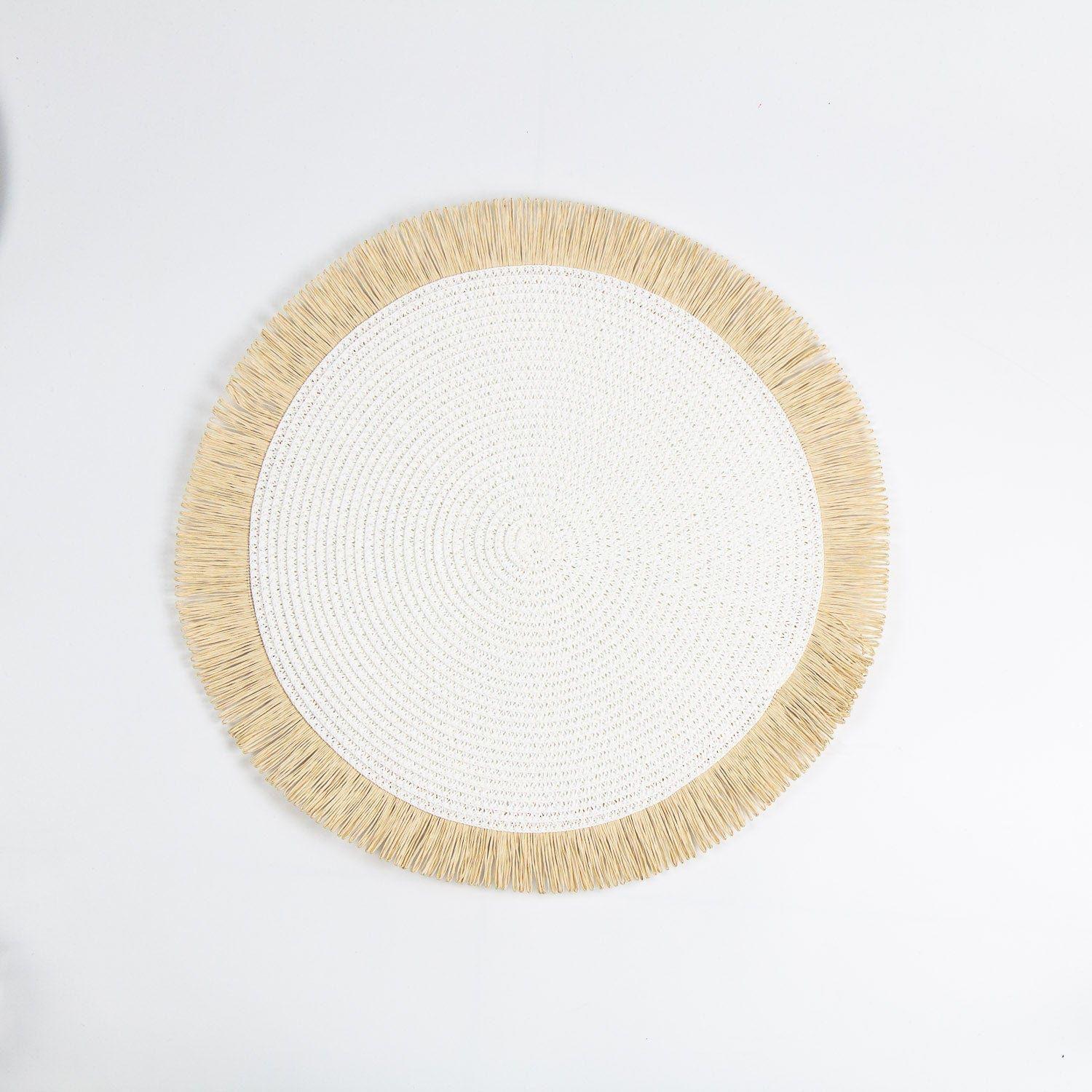 Set 6x Individuales Flecos Bicolor Beige-1