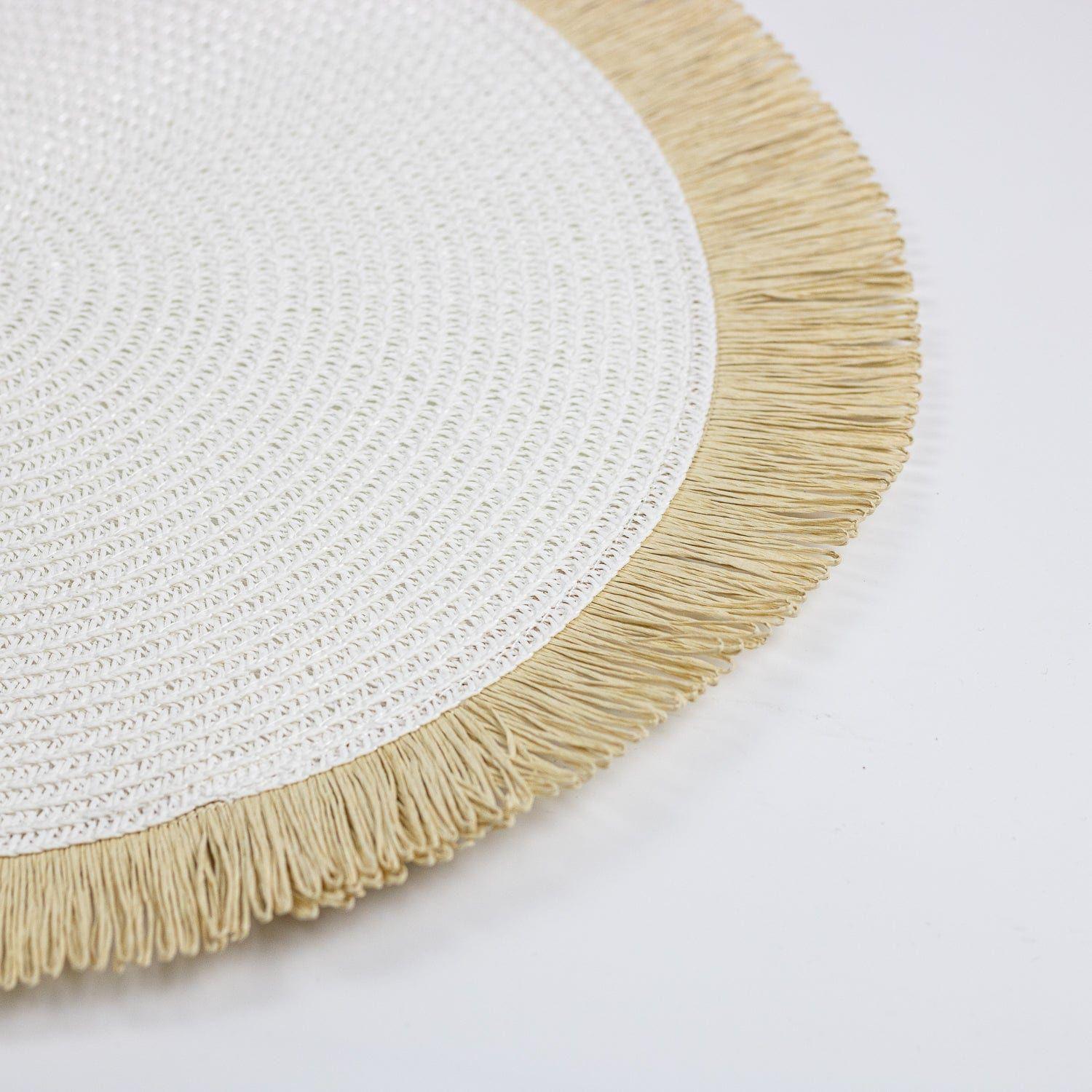 Set 6x Individuales Flecos Bicolor Beige-2