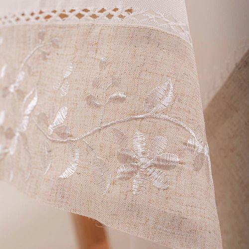 Mantel De Mesa Blanco Bordado Natura Rectangular 180x270cm-1