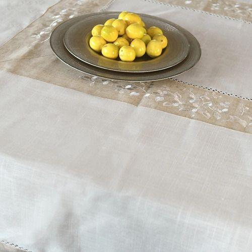 Mantel De Mesa Blanco Bordado Natura Rectangular 180x270cm-3