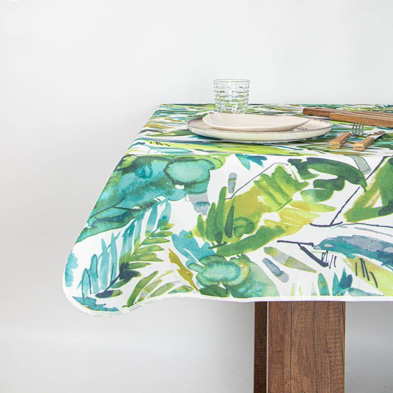 Mantel De Mesa Antimanchas Estampado Hojas Decorativo-1
