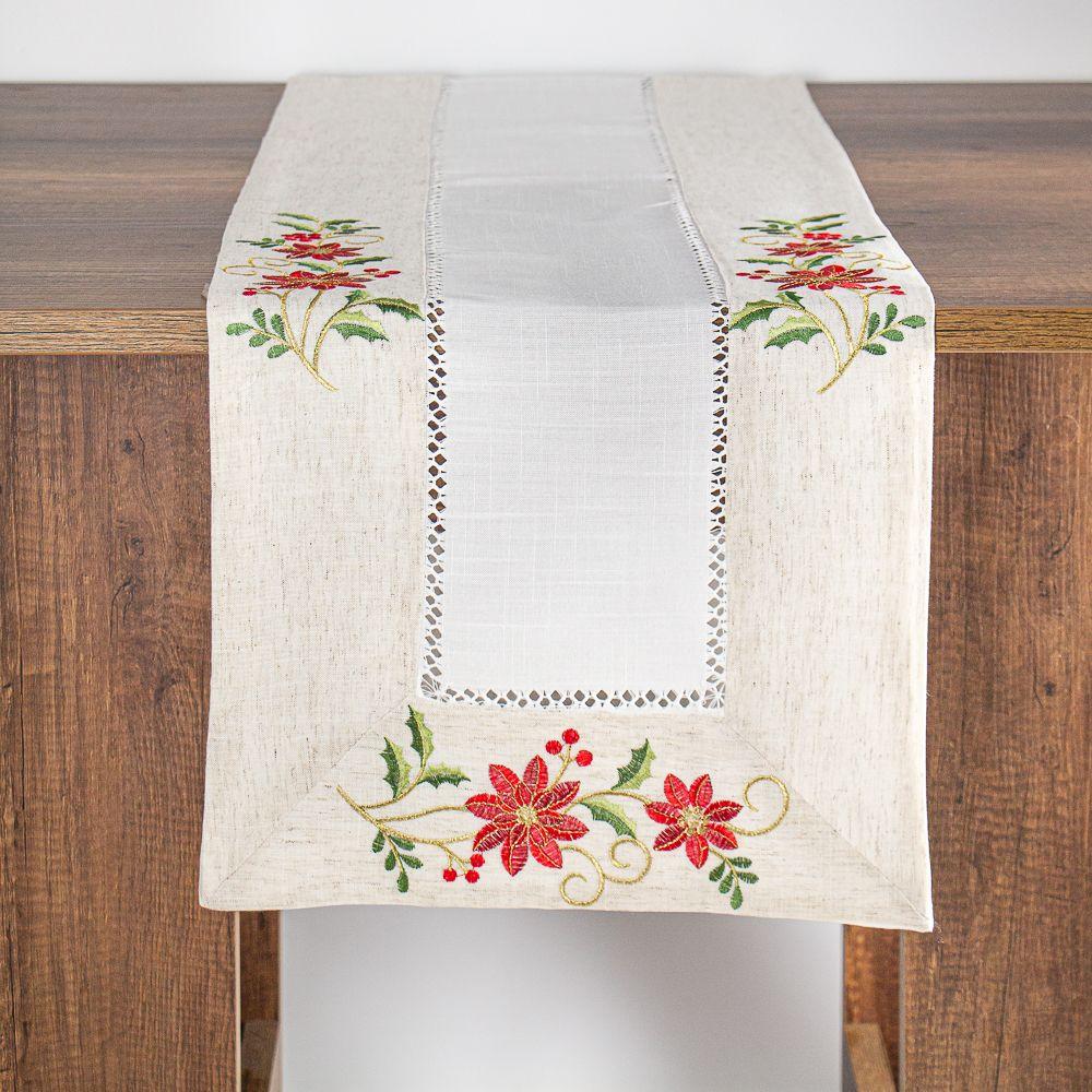 Camino De Mesa Rectangular Blanco Navidad Muérdago 40x180 Cm-2