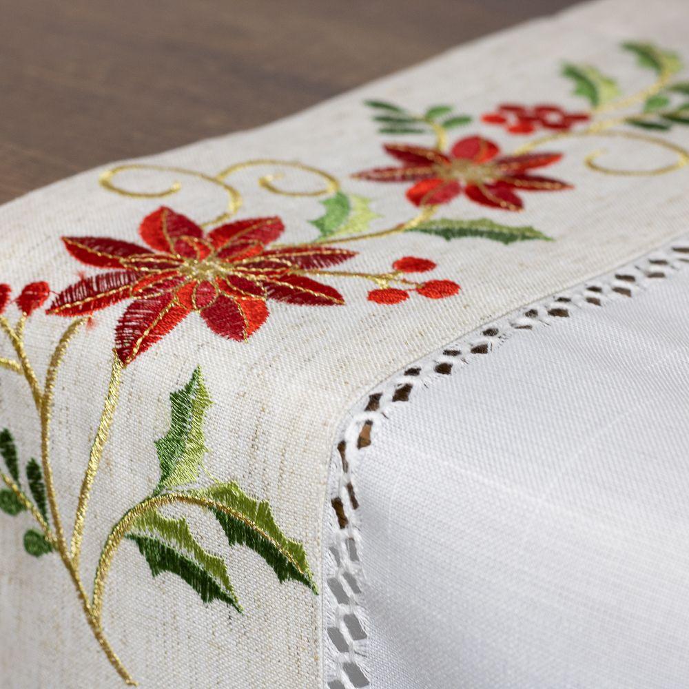 Camino De Mesa Rectangular Blanco Navidad Muérdago 40x180 Cm-3