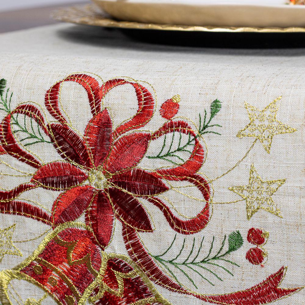 Camino de Mesa navideño campanas 36X180 Beige Lino Algodón-2