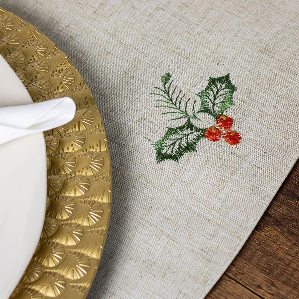 Camino de Mesa navideño campanas 36X180 Beige Lino Algodón-3
