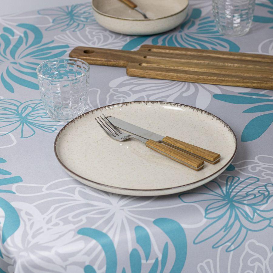 Mantel de Mesa Antimanchas Flor Aguamarina 150x230cm-4