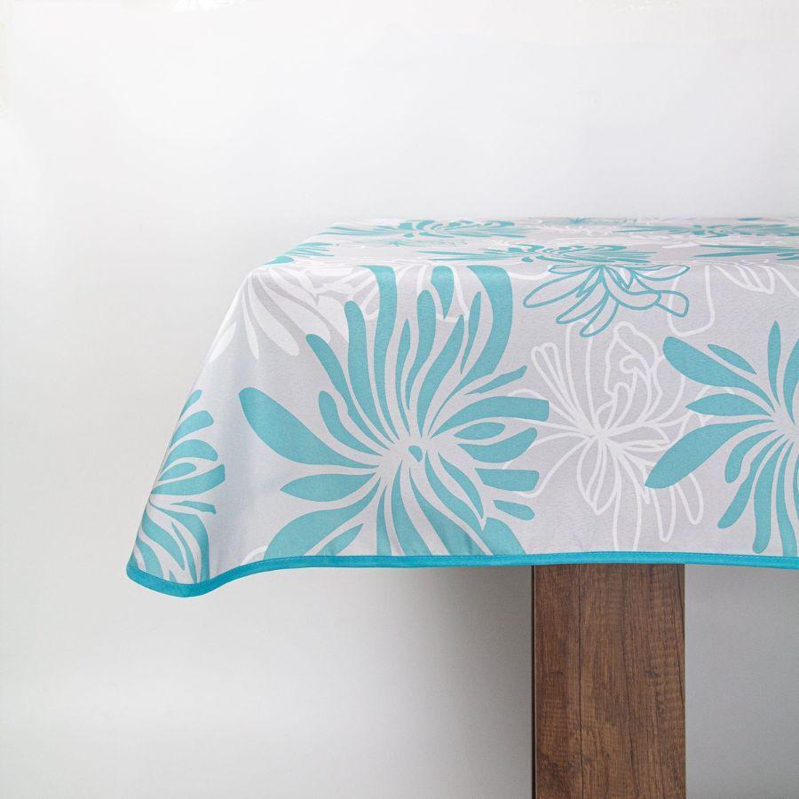Mantel de Mesa Antimanchas Flor Aguamarina 150x230cm-6