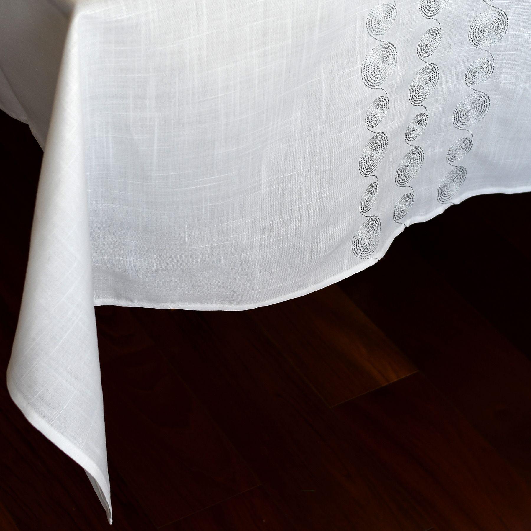 Mantel De Mesa Blanco Bordado Navidad Rectangular 150x250cm-3